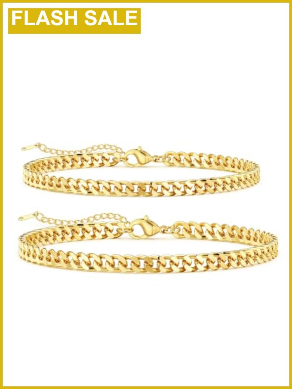 14K Gold Plated Cuban Link Anklet Adjustable Women's Beach Jewelry